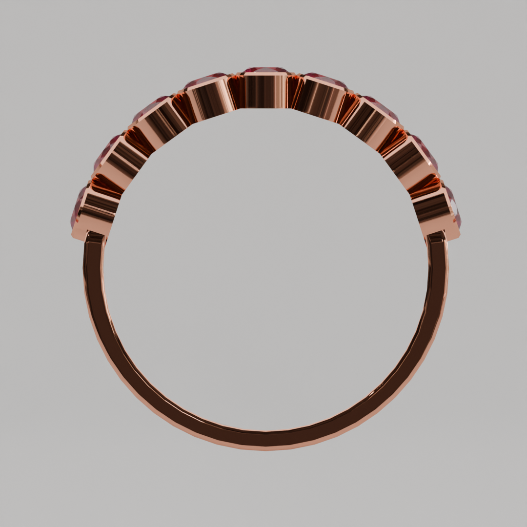 Media Churumbela Rubi BEZEL- Birthstone Julio -3.0mm - Churumbela de Oro (10k, 14k, 18k) y Moissanitas