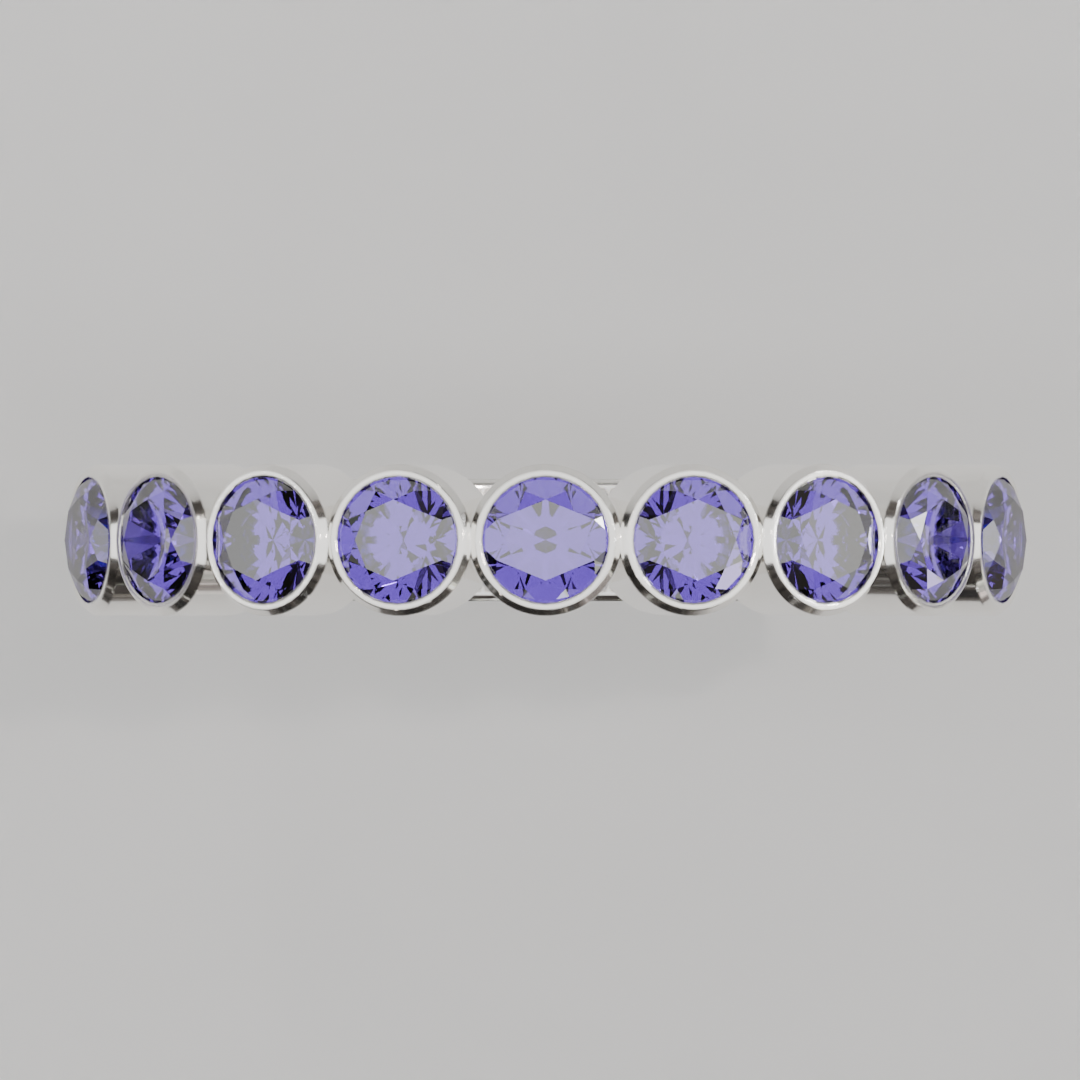 Media Churumbela Alejandrita BEZEL - Birthstone Junio -3.0mm - Churumbela de Oro (10k, 14k, 18k) y Moissanitas