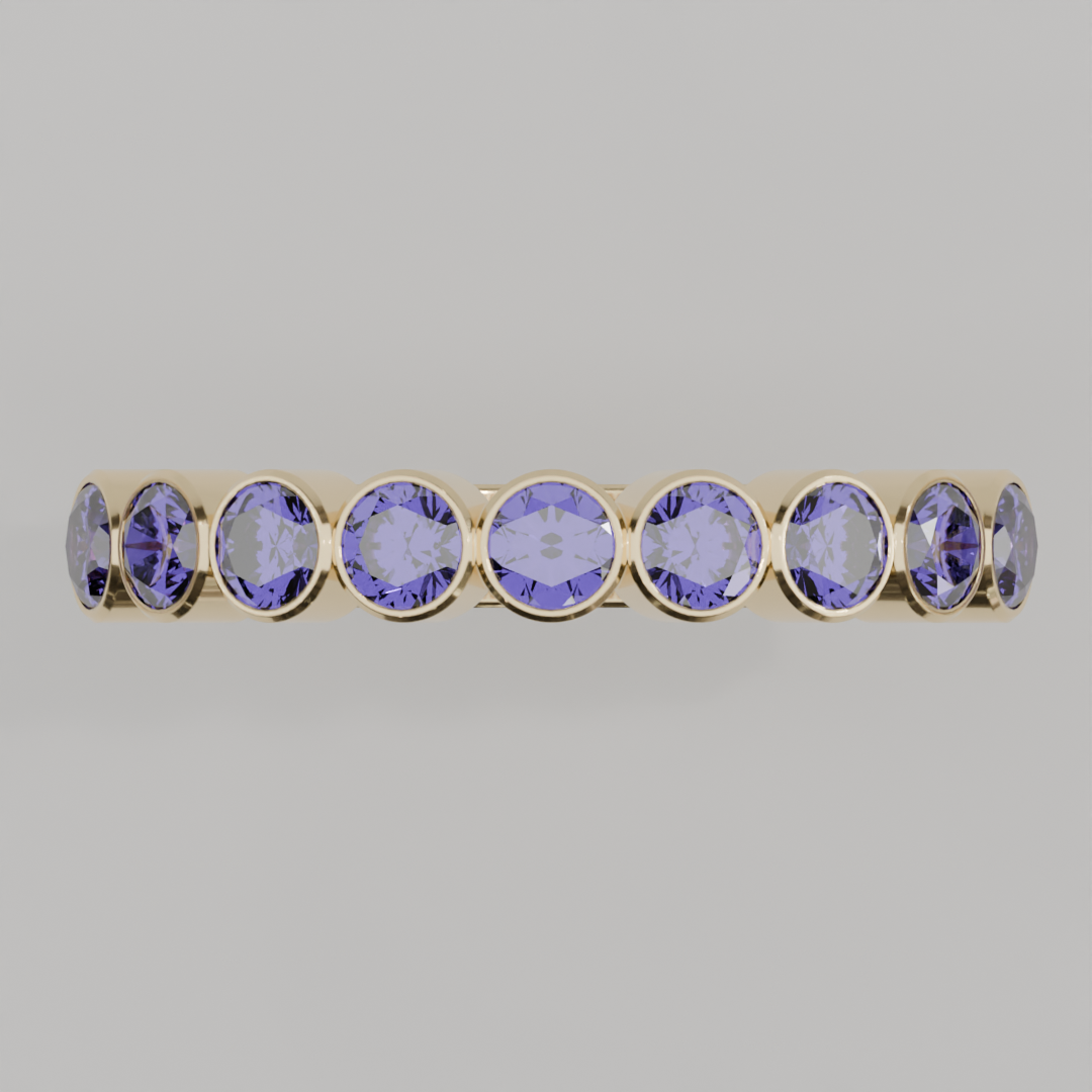 Media Churumbela Alejandrita BEZEL - Birthstone Junio -3.0mm - Churumbela de Oro (10k, 14k, 18k) y Moissanitas