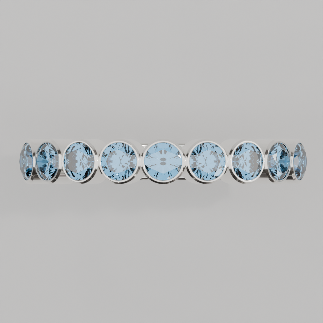 Media Churumbela Topacio Azul BEZEL - Birthstone Diciembre -3.0.mm - Churumbela de Oro (10k, 14k, 18k) y Moissanitas