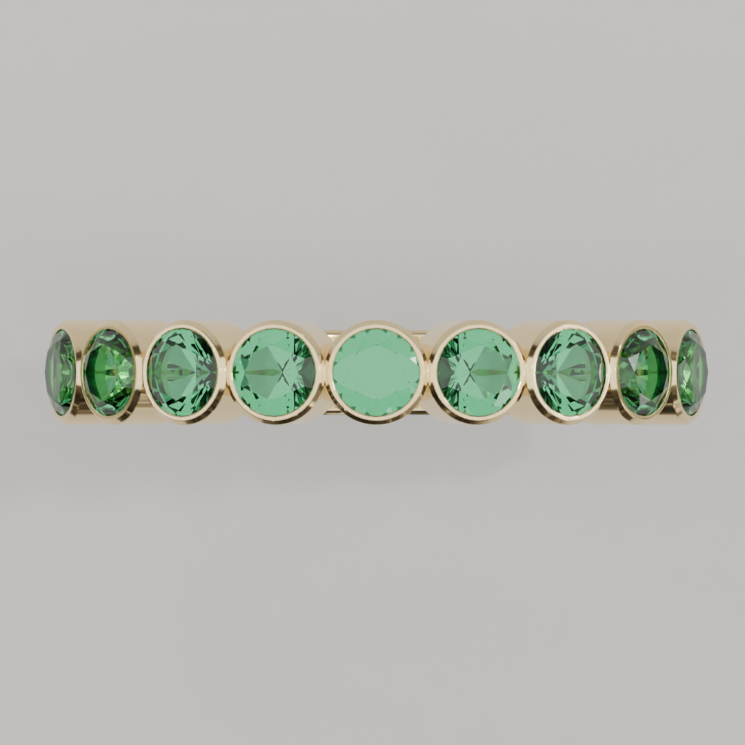 Media Churumbela Esmeralda BEZEL- Birthstone Mayo - 3.0mm - Churumbela de Oro (10k, 14k, 18k) y Moissanitas