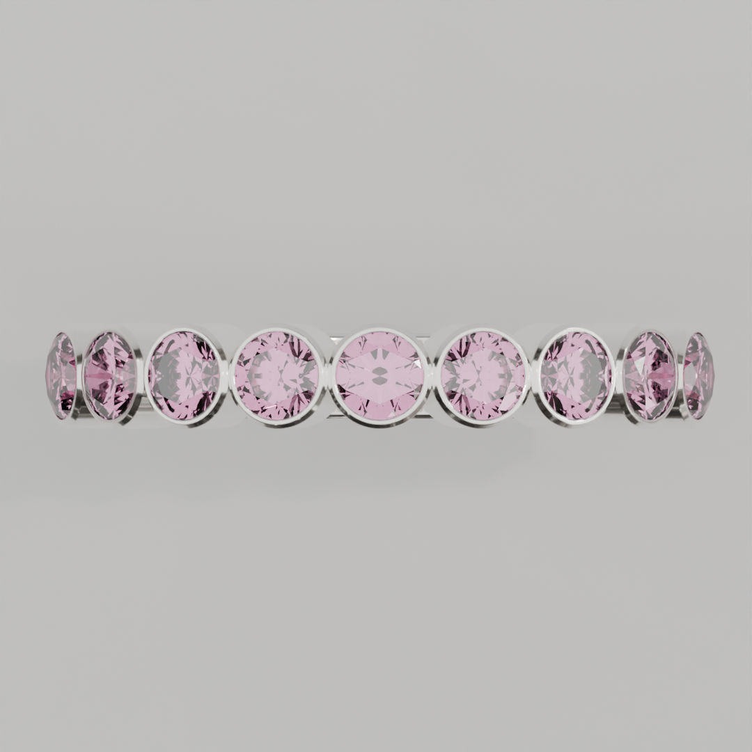 Media Churumbela Turmalina Rosa BEZEL- Birthstone Octubre - 3.0mm - Churumbela de Oro (10k, 14k, 18k) y Moissanitas