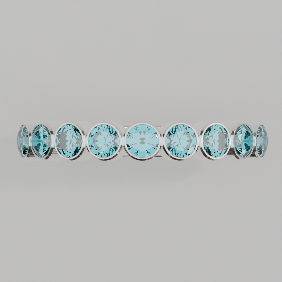 Media Churumbela Agua Marina BEZEL  - Birthstone Marzo -3.0mm