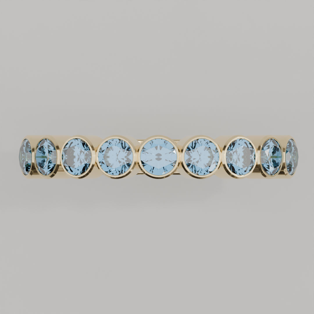 Media Churumbela Topacio Azul BEZEL - Birthstone Diciembre -3.0.mm - Churumbela de Oro (10k, 14k, 18k) y Moissanitas
