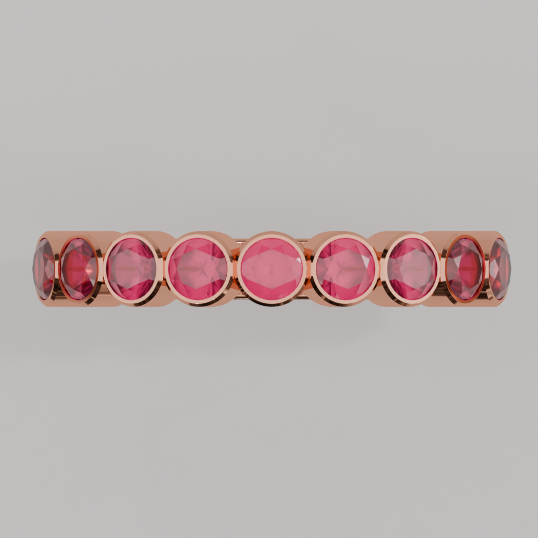 Media Churumbela Rubi BEZEL- Birthstone Julio -3.0mm - Churumbela de Oro (10k, 14k, 18k) y Moissanitas