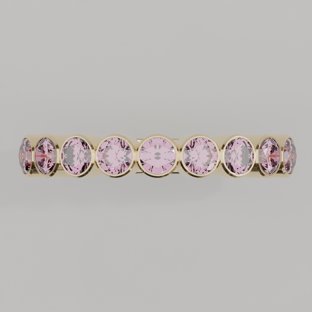 Media Churumbela Turmalina Rosa BEZEL- Birthstone Octubre - 3.0mm - Churumbela de Oro (10k, 14k, 18k) y Moissanitas