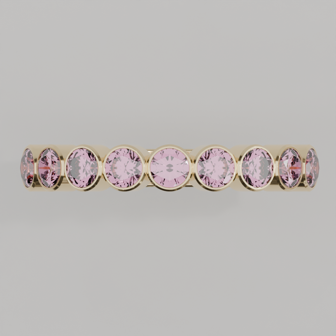 Media Churumbela Turmalina Rosa BEZEL- Birthstone Octubre - 3.0mm