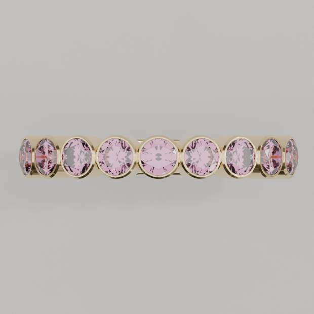 Media Churumbela Turmalina Rosa BEZEL- Birthstone Octubre - 3.0mm - Churumbela de Oro (10k, 14k, 18k) y Moissanitas