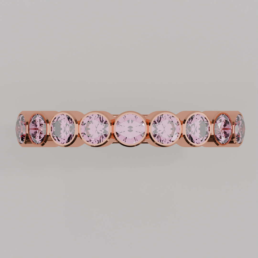 Media Churumbela Turmalina Rosa BEZEL- Birthstone Octubre - 3.0mm