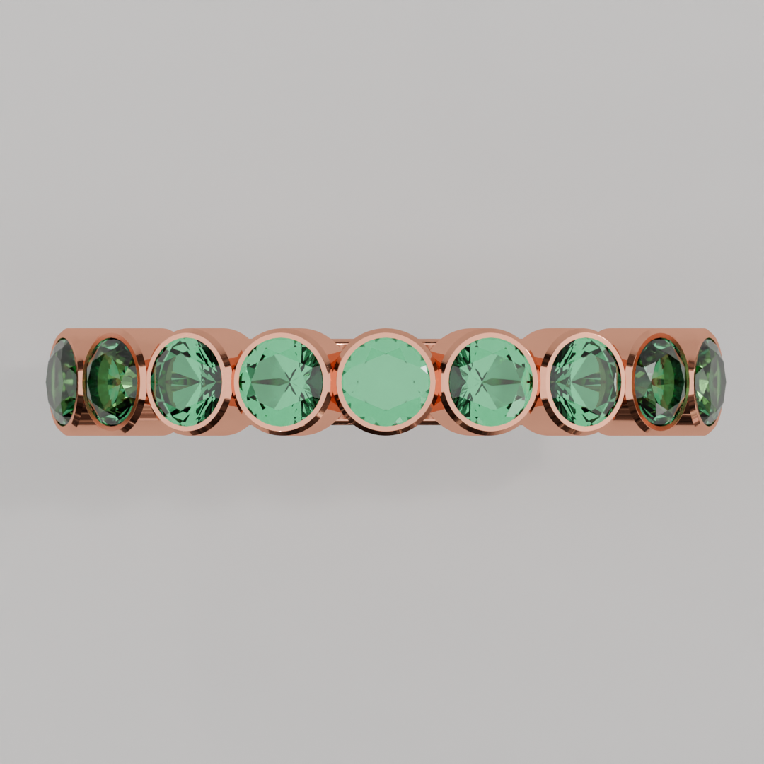 Media Churumbela Esmeralda BEZEL- Birthstone Mayo - 3.0mm - Churumbela de Oro (10k, 14k, 18k) y Moissanitas