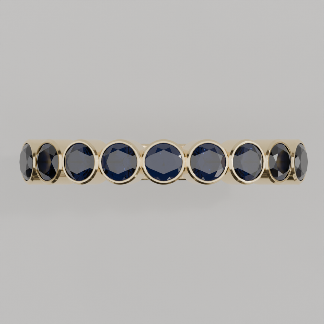 Media Churumbela Zafiro BEZEL - Birthstone Septiembre -3.0mm - Churumbela de Oro (10k, 14k, 18k) y Moissanitas