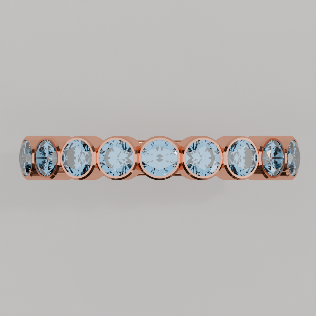 Media Churumbela Topacio Azul BEZEL - Birthstone Diciembre -3.0.mm - Churumbela de Oro (10k, 14k, 18k) y Moissanitas