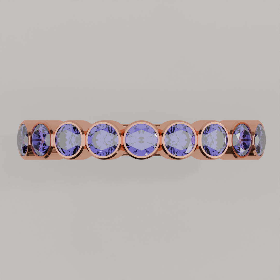 Media Churumbela Alejandrita BEZEL - Birthstone Junio -3.0mm - Churumbela de Oro (10k, 14k, 18k) y Moissanitas