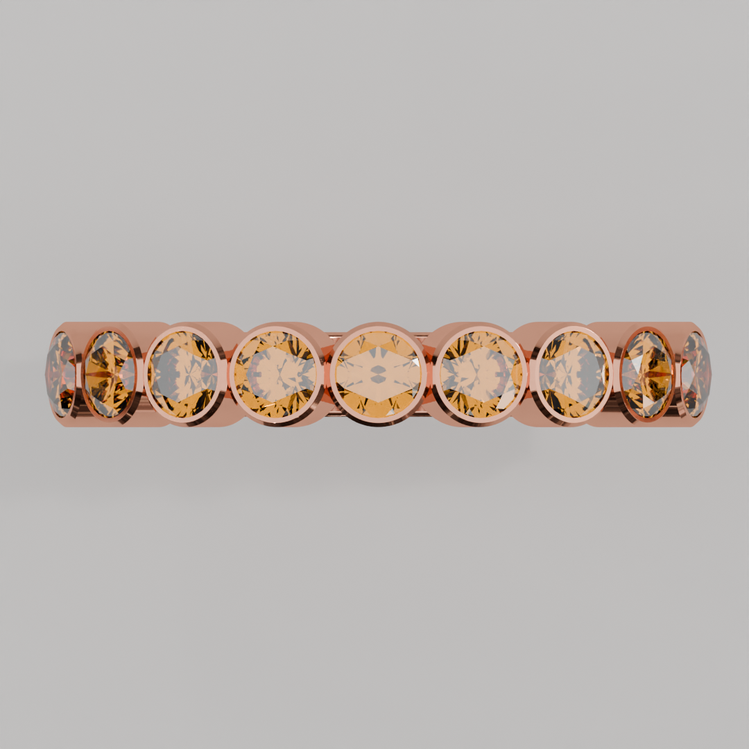 Media Churumbela Citrino BEZEL - Birthstone Noviembre -3.0.mm - Churumbela de Oro (10k, 14k, 18k) y Moissanitas