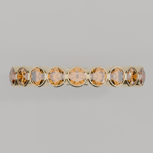 Media Churumbela Citrino BEZEL - Birthstone Noviembre -3.0.mm - Churumbela de Oro (10k, 14k, 18k) y Moissanitas