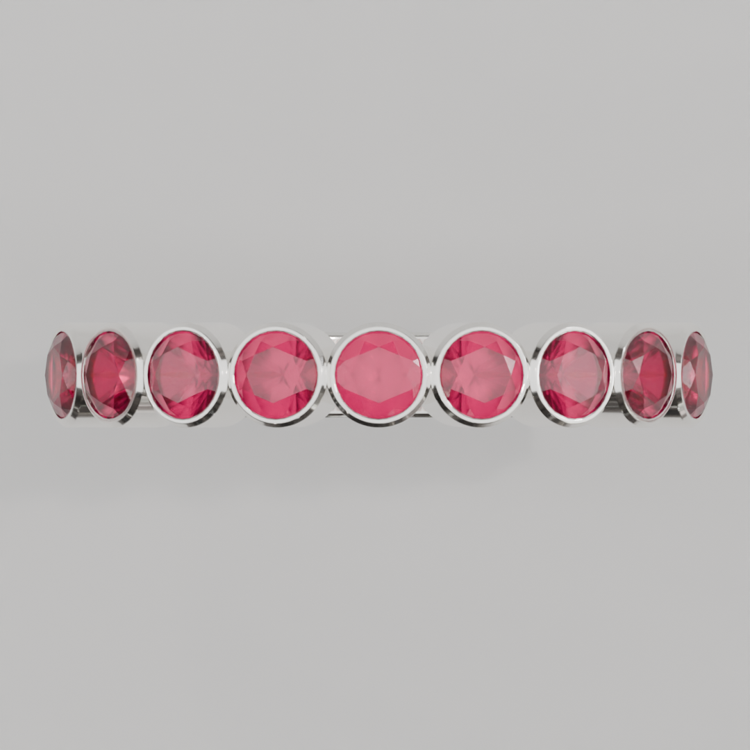 Media Churumbela Rubi BEZEL- Birthstone Julio -3.0mm - Churumbela de Oro (10k, 14k, 18k) y Moissanitas
