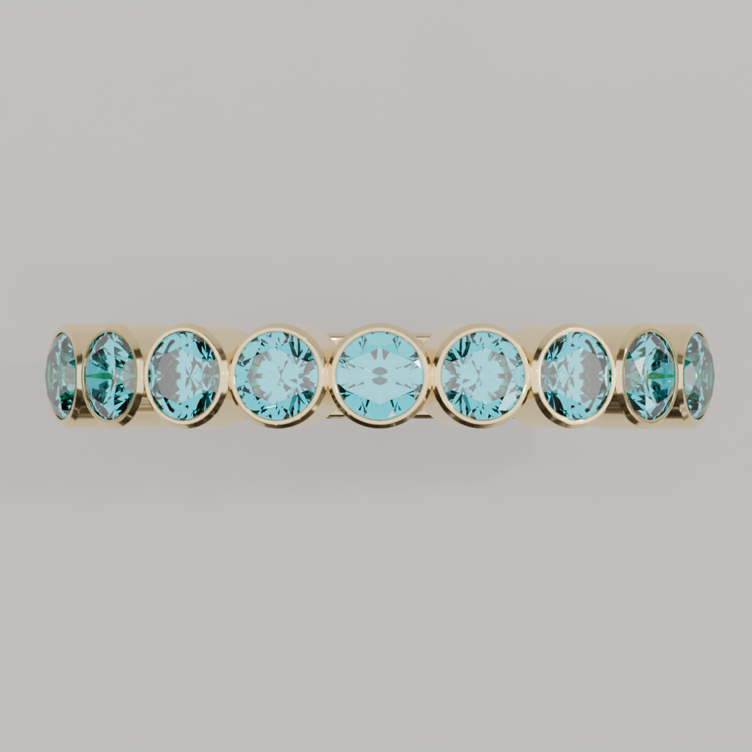 Media Churumbela Agua Marina BEZEL  - Birthstone Marzo -3.0mm