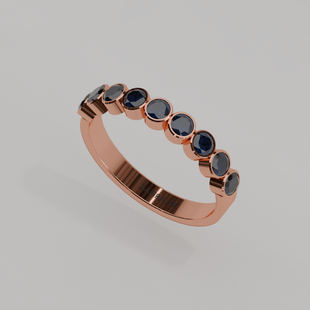 Media Churumbela Zafiro BEZEL - Birthstone Septiembre -3.0mm - Churumbela de Oro (10k, 14k, 18k) y Moissanitas