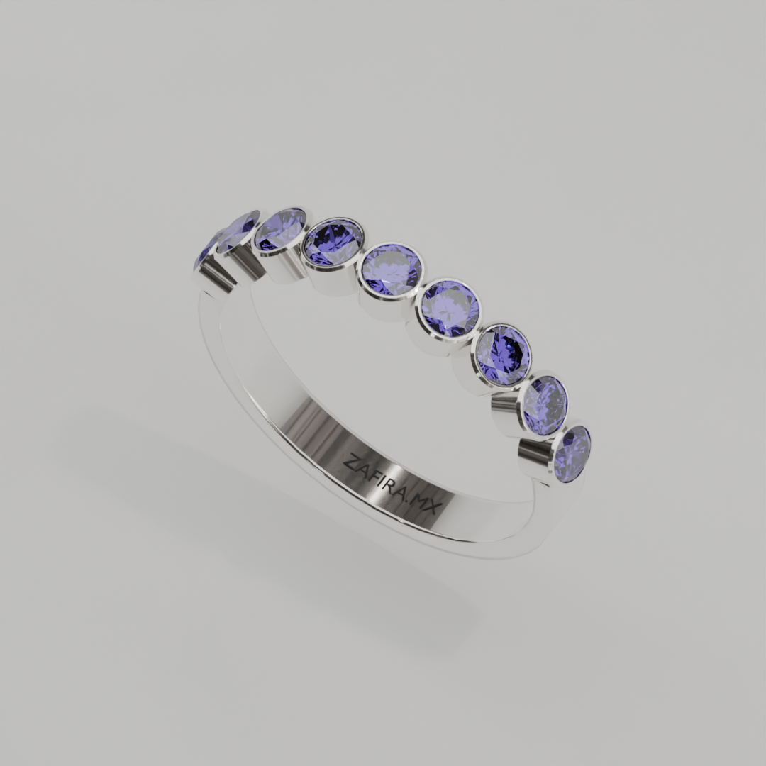 Media Churumbela Alejandrita BEZEL - Birthstone Junio -3.0mm - Churumbela de Oro (10k, 14k, 18k) y Moissanitas