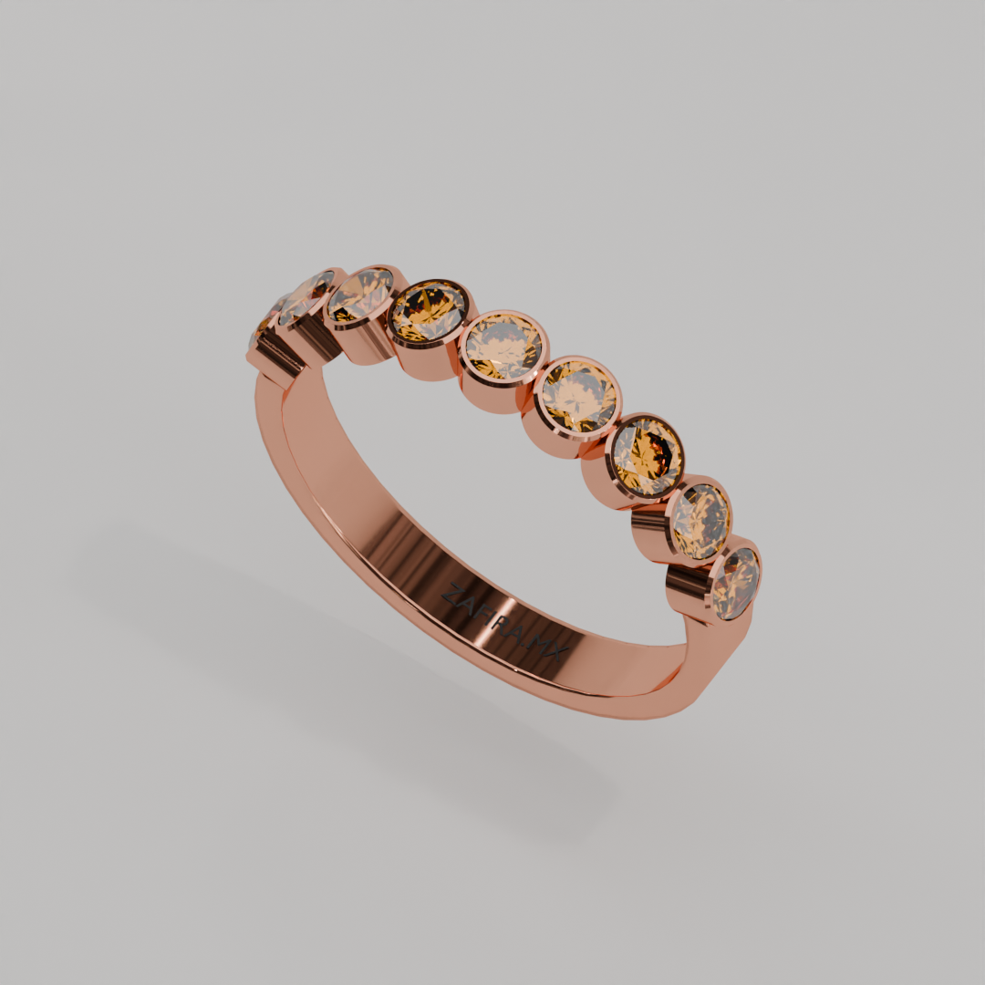 Media Churumbela Citrino BEZEL - Birthstone Noviembre -3.0.mm - Churumbela de Oro (10k, 14k, 18k) y Moissanitas