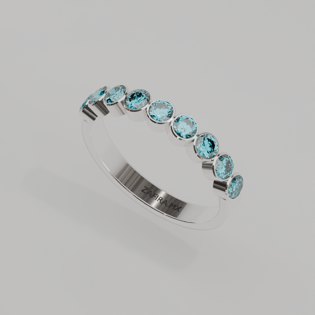 Media Churumbela Agua Marina BEZEL  - Birthstone Marzo -3.0mm — joyería hecha a mano por Zafira MX (foto 5)