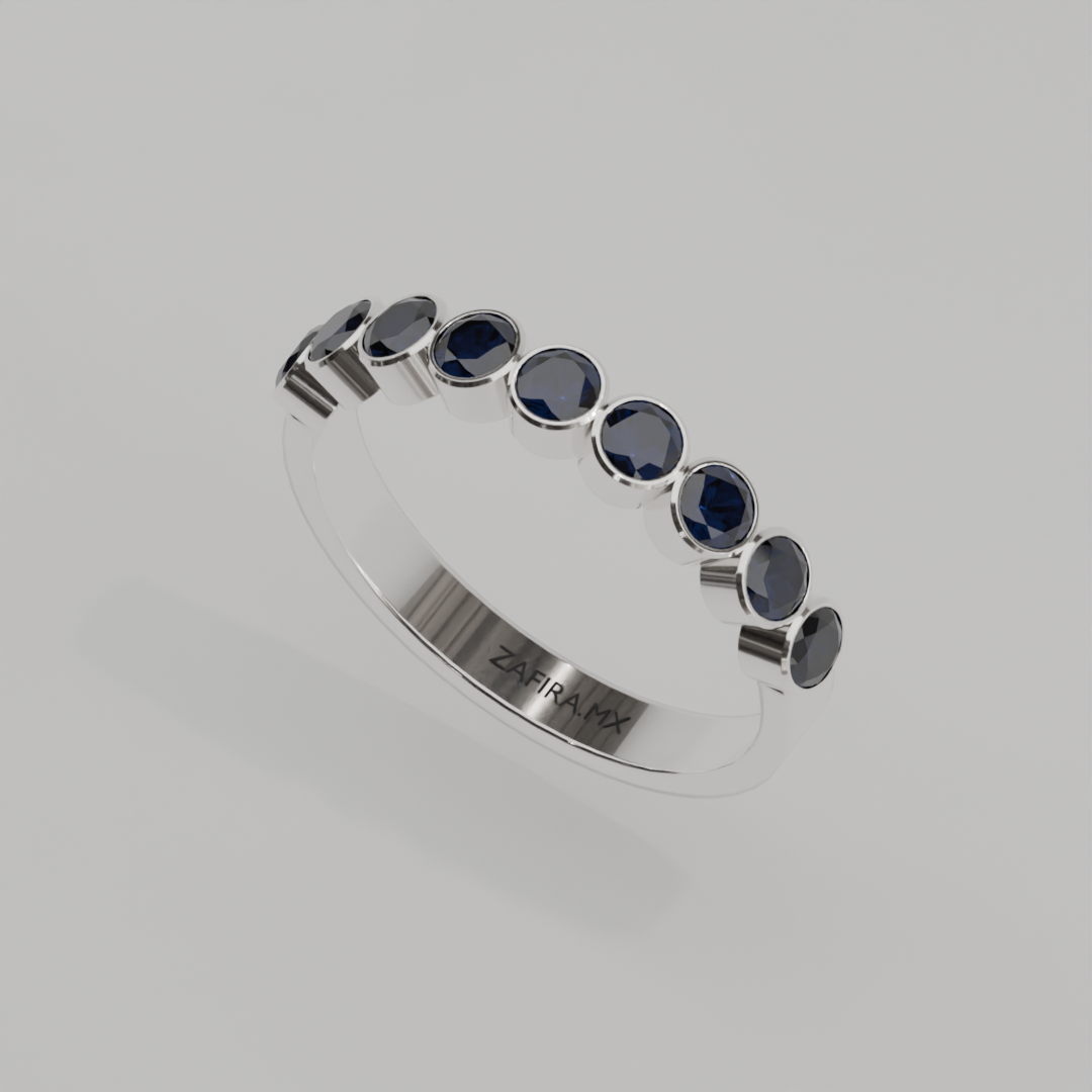 Media Churumbela Zafiro BEZEL - Birthstone Septiembre -3.0mm - Churumbela de Oro (10k, 14k, 18k) y Moissanitas