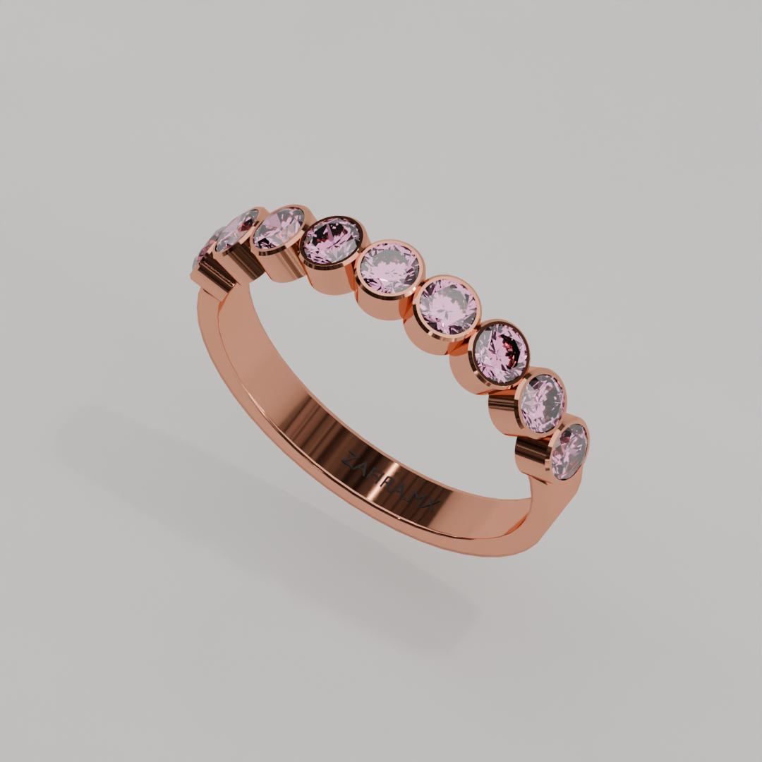 Media Churumbela Turmalina Rosa BEZEL- Birthstone Octubre - 3.0mm - Churumbela de Oro (10k, 14k, 18k) y Moissanitas