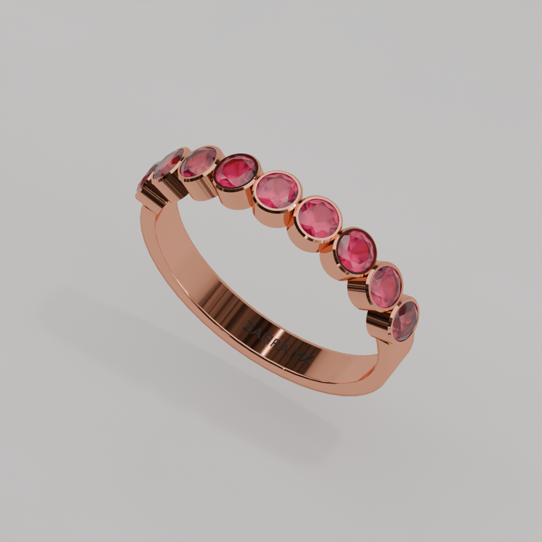 Media Churumbela Rubi BEZEL- Birthstone Julio -3.0mm - Churumbela de Oro (10k, 14k, 18k) y Moissanitas