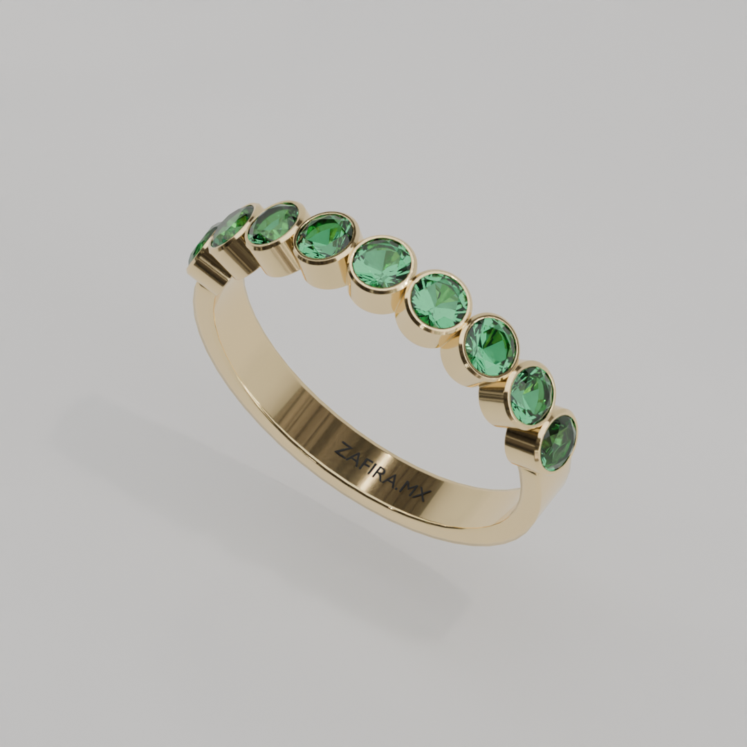 Media Churumbela Esmeralda BEZEL- Birthstone Mayo - 3.0mm - Churumbela de Oro (10k, 14k, 18k) y Moissanitas