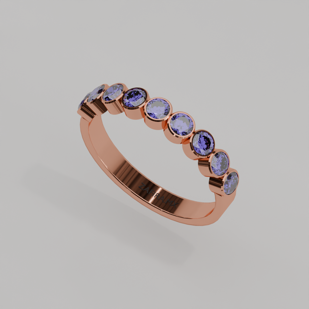 Media Churumbela Alejandrita BEZEL - Birthstone Junio -3.0mm - Churumbela de Oro (10k, 14k, 18k) y Moissanitas