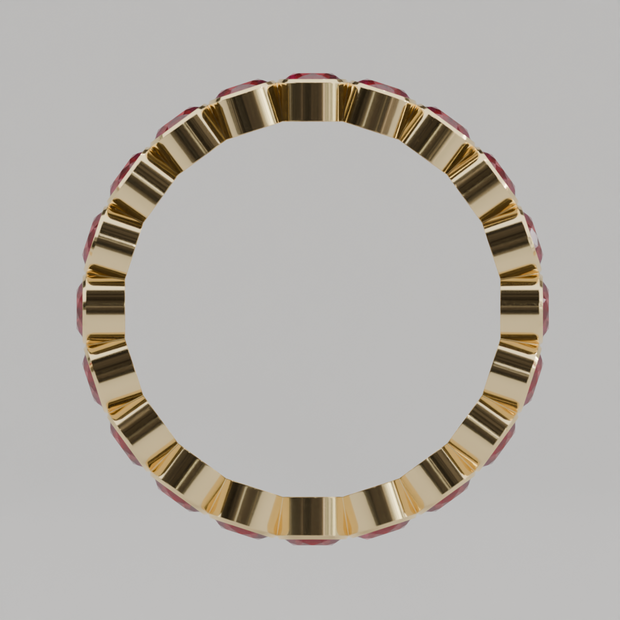 Churumbela Completa Rubi BEZEL- Birthstone Julio -3.0mm - Churumbela de Oro (10k, 14k, 18k) y Moissanitas