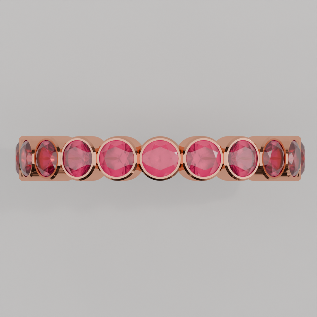 Churumbela Completa Rubi BEZEL- Birthstone Julio -3.0mm - Churumbela de Oro (10k, 14k, 18k) y Moissanitas — joyería hecha a mano por Zafira MX (foto 8)