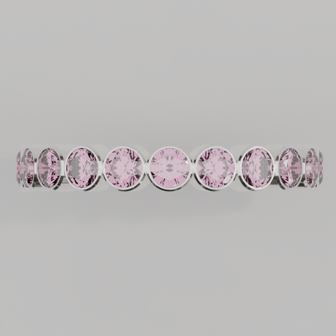 Churumbela Completa Turmalina Rosa BEZEL- Birthstone Octubre - 3.0mm - Churumbela de Oro (10k, 14k, 18k) y Moissanitas