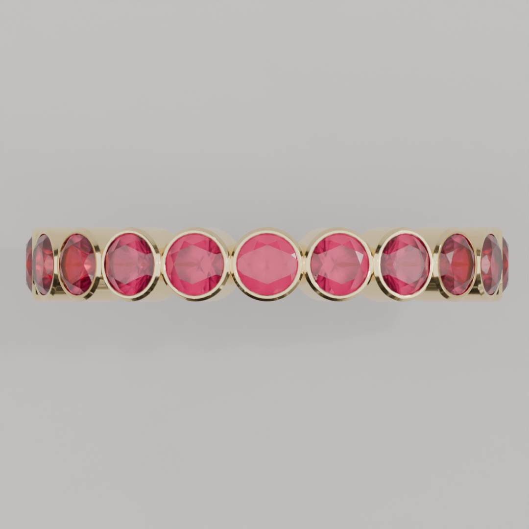 Churumbela Completa Rubi BEZEL- Birthstone Julio -3.0mm - Churumbela de Oro (10k, 14k, 18k) y Moissanitas — joyería hecha a mano por Zafira MX (foto 3)