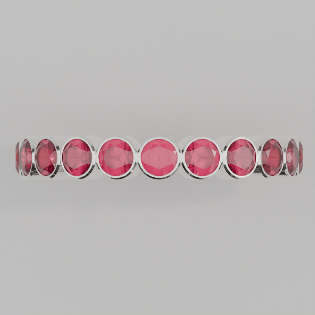 Churumbela Completa Rubi BEZEL- Birthstone Julio -3.0mm - Churumbela de Oro (10k, 14k, 18k) y Moissanitas — joyería hecha a mano por Zafira MX (foto 5)