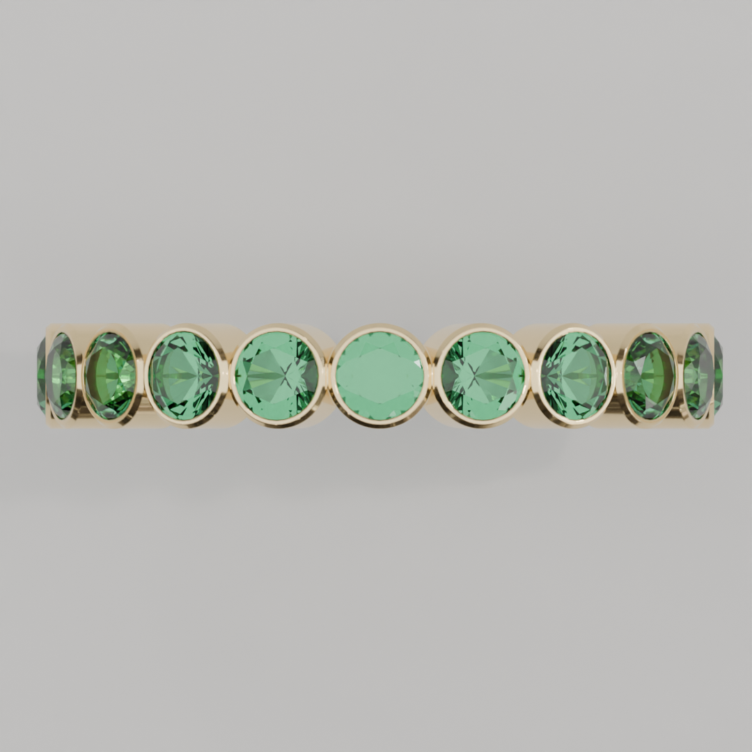 Churumbela Completa Esmeralda BEZEL - Birthstone Mayo - 3.0mm - Churumbela de Oro (10k, 14k, 18k) y Moissanitas