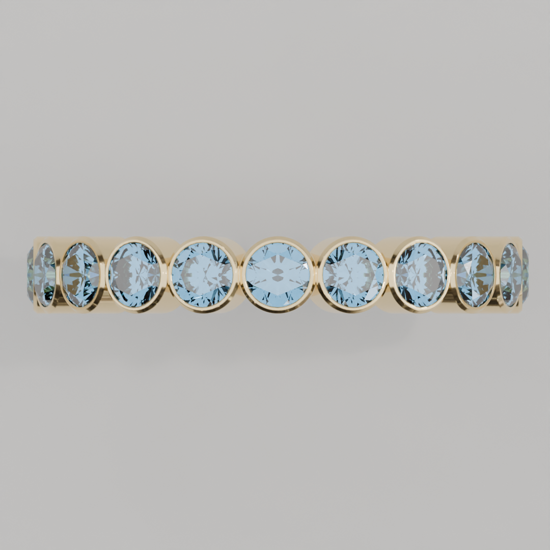 Churumbela Completa Topacio Azul BEZEL- Birthstone Diciembre -3.0.mm - Churumbela de Oro (10k, 14k, 18k) y Moissanitas