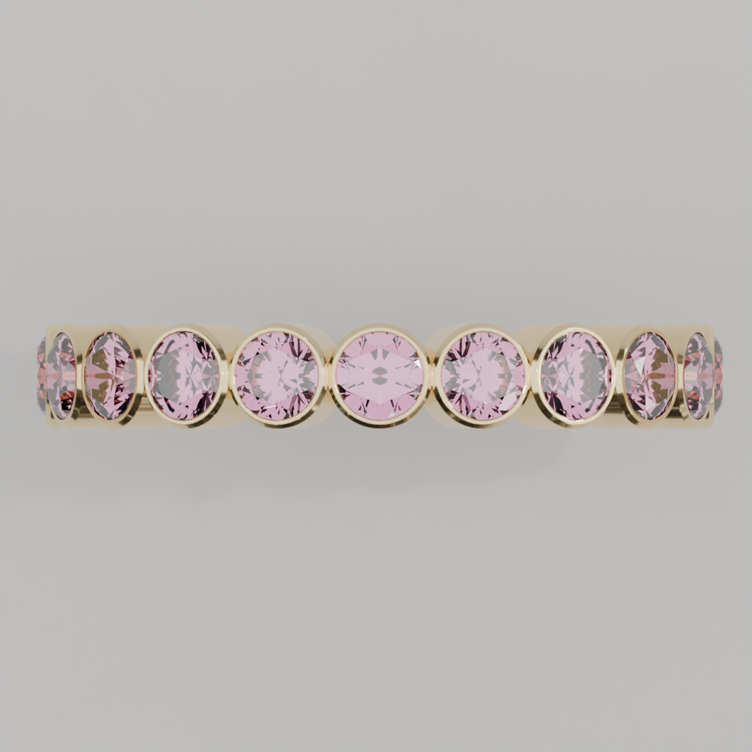 Churumbela Completa Turmalina Rosa BEZEL- Birthstone Octubre - 3.0mm - Churumbela de Oro (10k, 14k, 18k) y Moissanitas