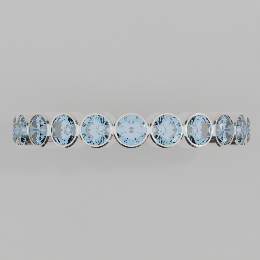 Churumbela Completa Topacio Azul BEZEL- Birthstone Diciembre -3.0.mm - Churumbela de Oro (10k, 14k, 18k) y Moissanitas