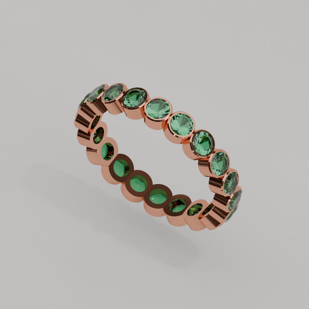 Churumbela Completa Esmeralda BEZEL - Birthstone Mayo - 3.0mm - Churumbela de Oro (10k, 14k, 18k) y Moissanitas