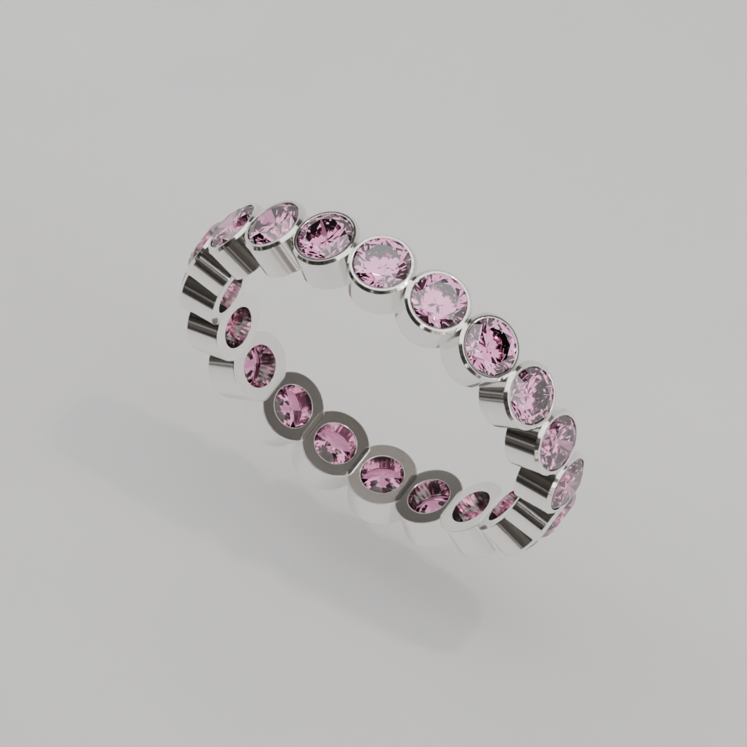 Churumbela Completa Turmalina Rosa BEZEL- Birthstone Octubre - 3.0mm - Churumbela de Oro (10k, 14k, 18k) y Moissanitas