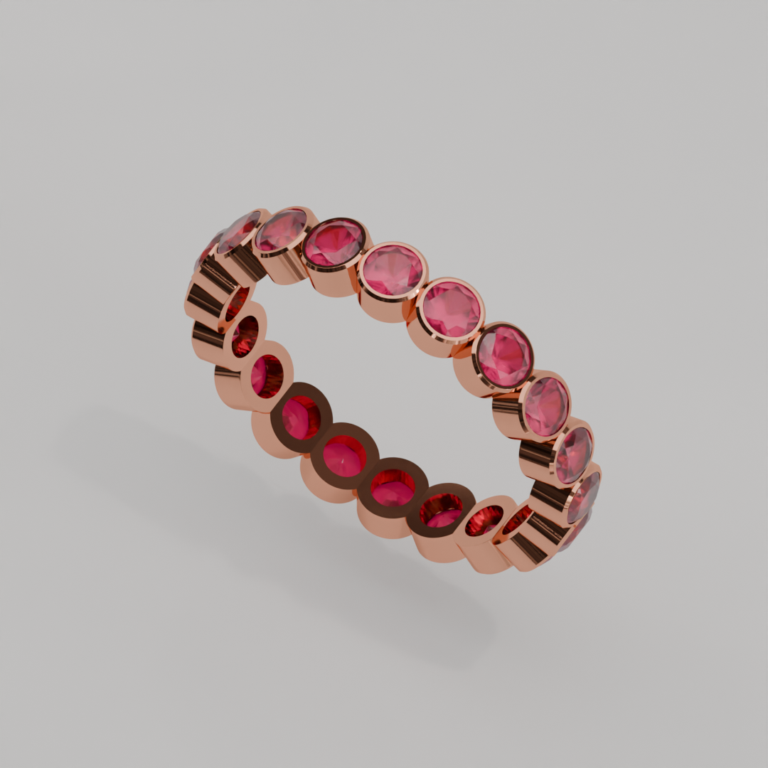 Churumbela Completa Rubi BEZEL- Birthstone Julio -3.0mm - Churumbela de Oro (10k, 14k, 18k) y Moissanitas — joyería hecha a mano por Zafira MX (foto 9)
