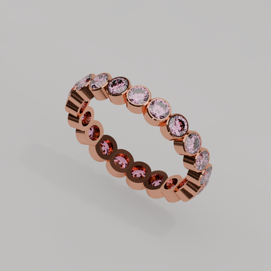 Churumbela Completa Turmalina Rosa BEZEL- Birthstone Octubre - 3.0mm