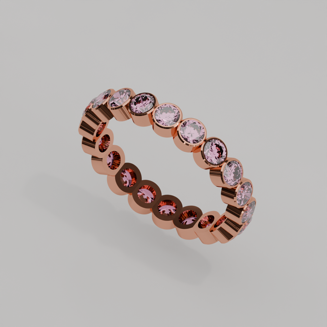 Churumbela Completa Turmalina Rosa BEZEL- Birthstone Octubre - 3.0mm - Churumbela de Oro (10k, 14k, 18k) y Moissanitas