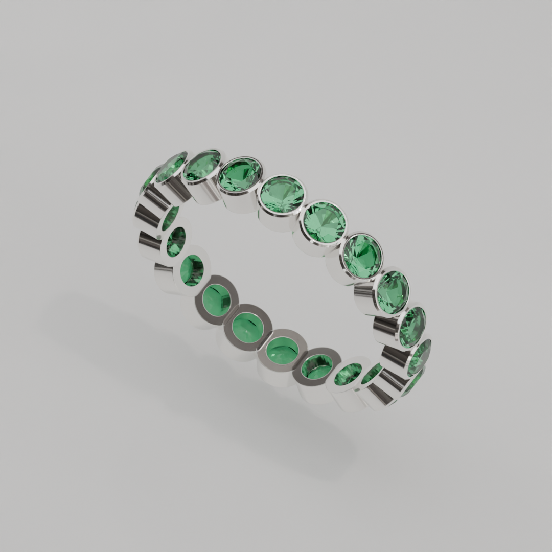 Churumbela Completa Esmeralda BEZEL - Birthstone Mayo - 3.0mm - Churumbela de Oro (10k, 14k, 18k) y Moissanitas