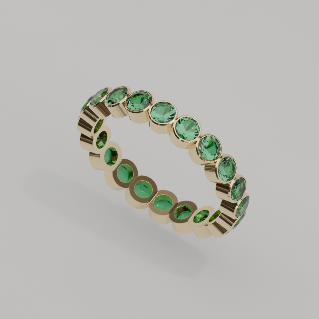 Churumbela Completa Esmeralda BEZEL - Birthstone Mayo - 3.0mm - Churumbela de Oro (10k, 14k, 18k) y Moissanitas