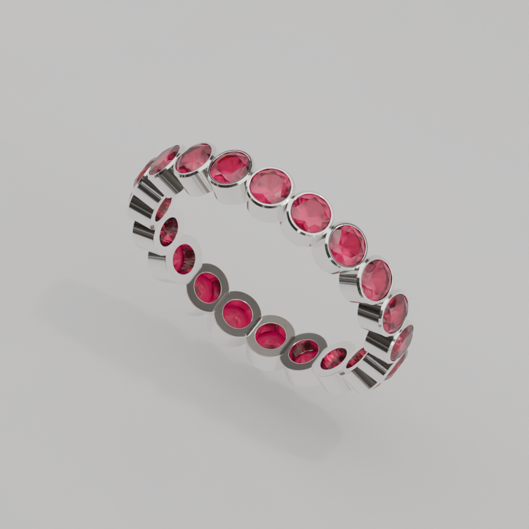 Churumbela Completa Rubi BEZEL- Birthstone Julio -3.0mm - Churumbela de Oro (10k, 14k, 18k) y Moissanitas — joyería hecha a mano por Zafira MX (foto 6)