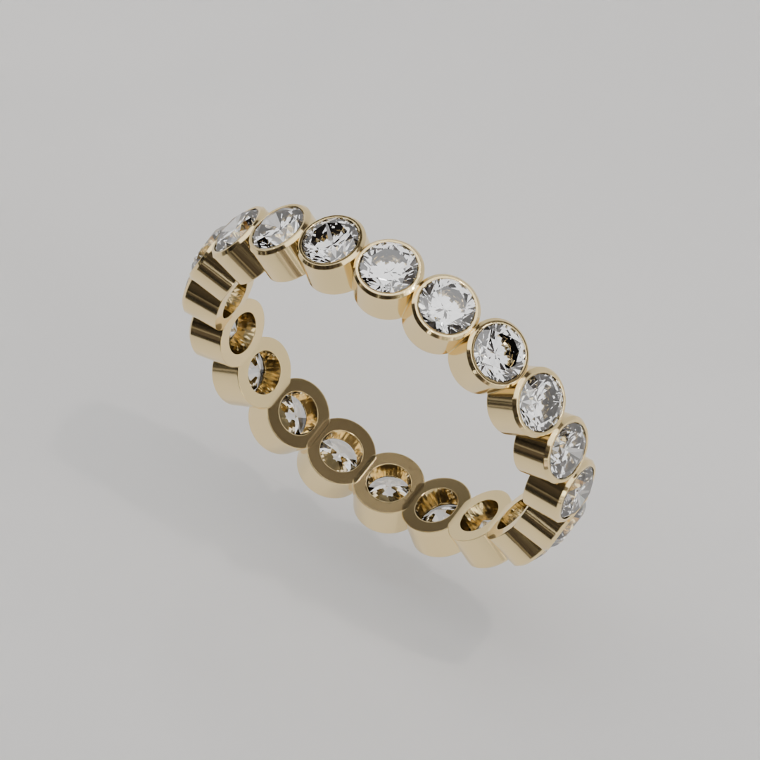 Churumbela Completa BEZEL de 3.0mm Moissanita - Abril - Churumbela de Oro (10k, 14k, 18k) y Moissanitas