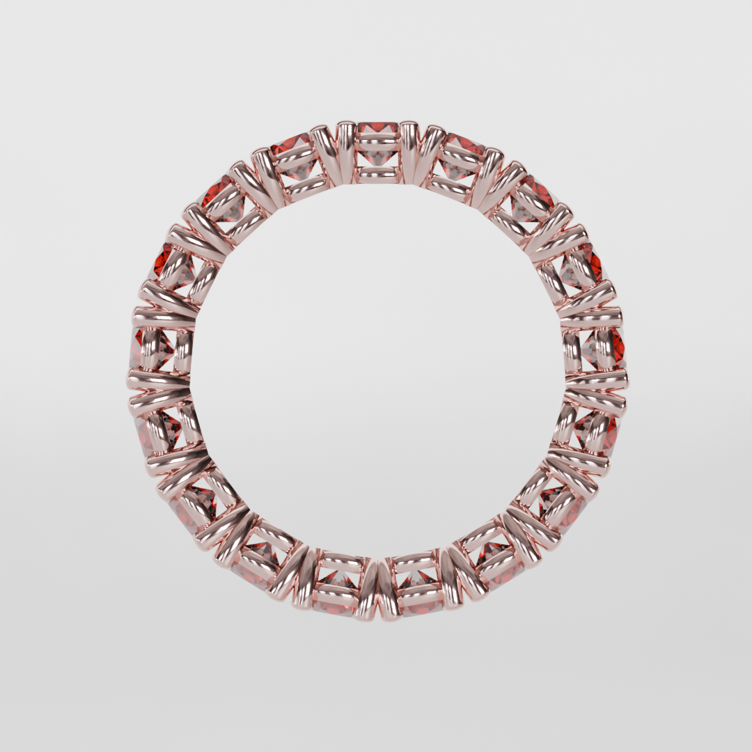Anillo Churumbela Completa Granate Birthstone Enero Claw (3.5mm) - Joyería Fina en Oro Sólido (10k, 14k, 18k) o Plata 0.925