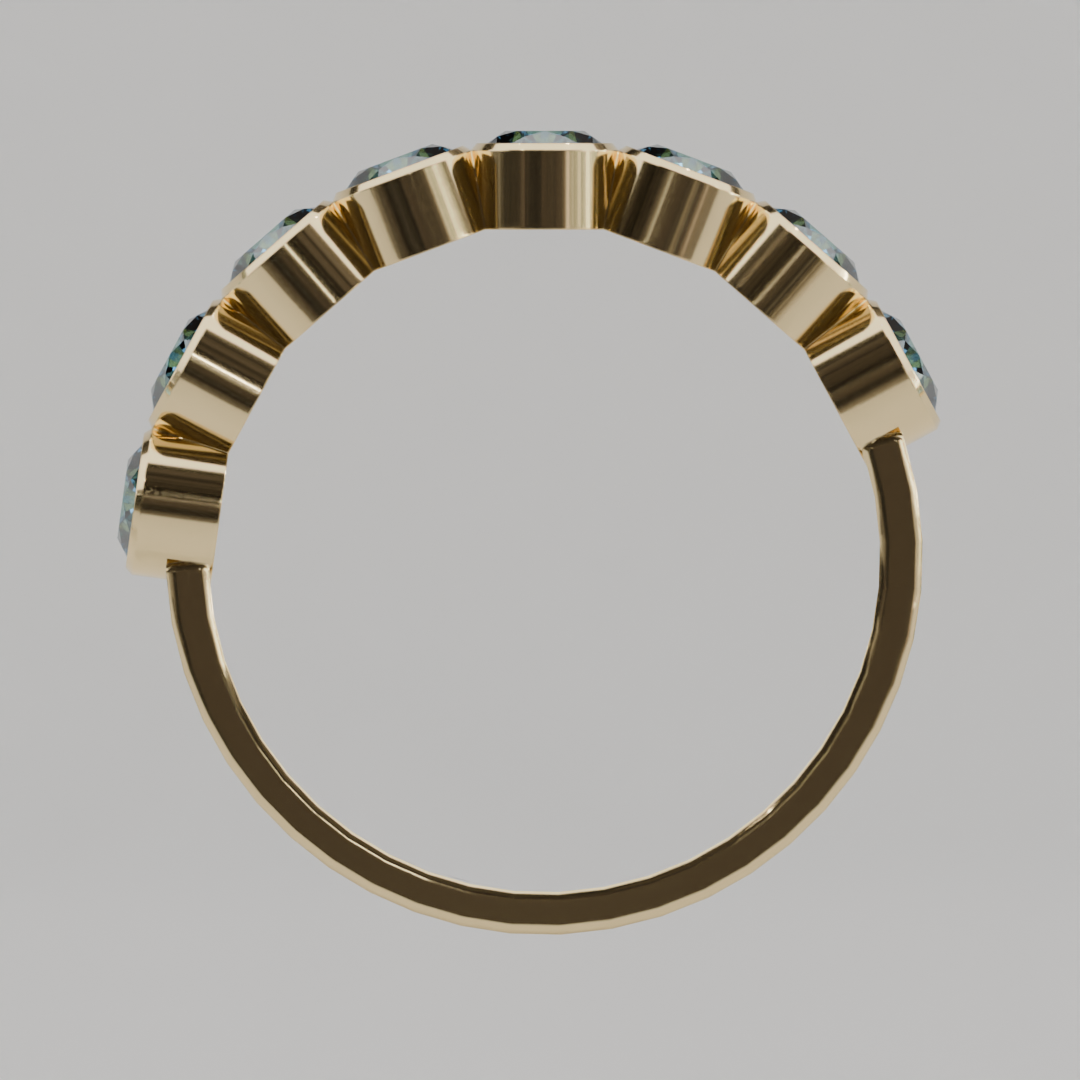 Media Churumbela Topacio Azul BEZEL- Birthstone Diciembre -3.5mm - Churumbela de Oro (10k, 14k, 18k) y Moissanitas